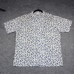 Vintage Jonathan Hill Sport‎ Button Down Shirt Mens Medium Art Print 70s